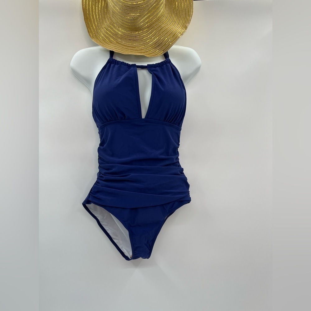 Eomenie One Piece Bathing Suit Halter Swimsuit with Side Rouchi M